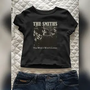 Women's The Smiths Print Round Neck Tee, Vintage Trendy Casual Short Sleeve T-Shirt For Daily Wear, Ladies Summer, Top K-Fashion Baby T-Shirt