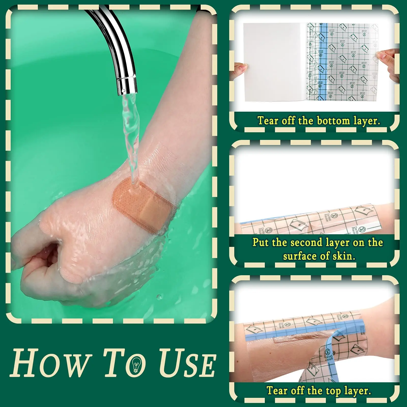 10/30/50 Piece Tattoo Aftercare Bandages, Waterproof Disposable Transparent Film Dressing, Showerproof Elastic Adhesive Wound Patches, Tattoo Wrap