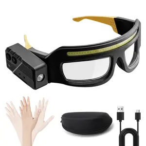 Rechargeable LED Glasses Light with Motion Sensor, Dual Light Source, Type-C Charging, Hands-Free Headlamp for Reading, Working, Camping, Emergency, Versatile Usage, USB Rechargeable Headlamp