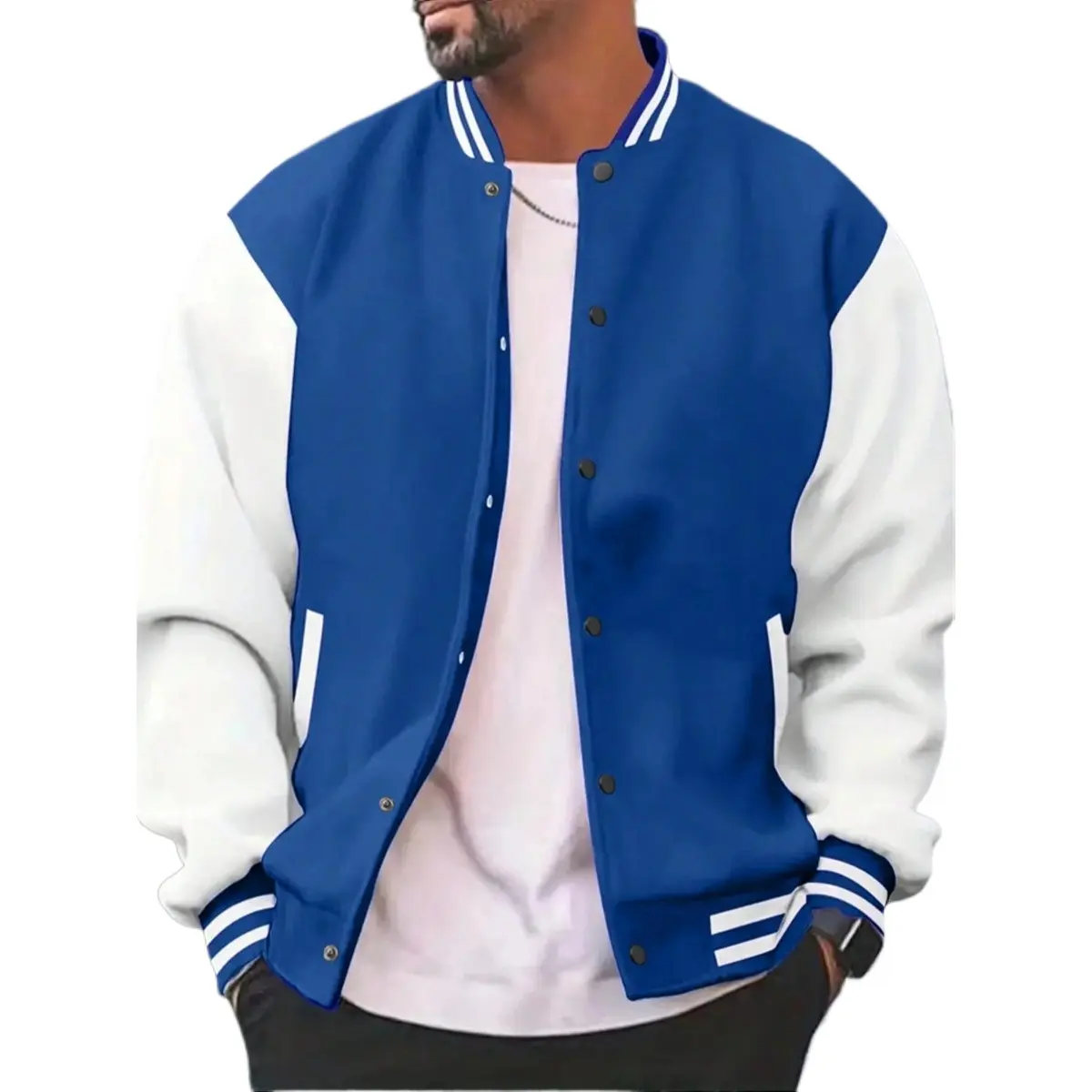 Men's Colorblock Baseball Collar Jacket Coat Casual Fall Winter Outerwear Long Sleeve Zipper Pocket Design Comfortable Fashion Blue Polyester Menswear Tops Stylish White Beige Tights jackets heated jacket fur coat fleece jacket western clothing