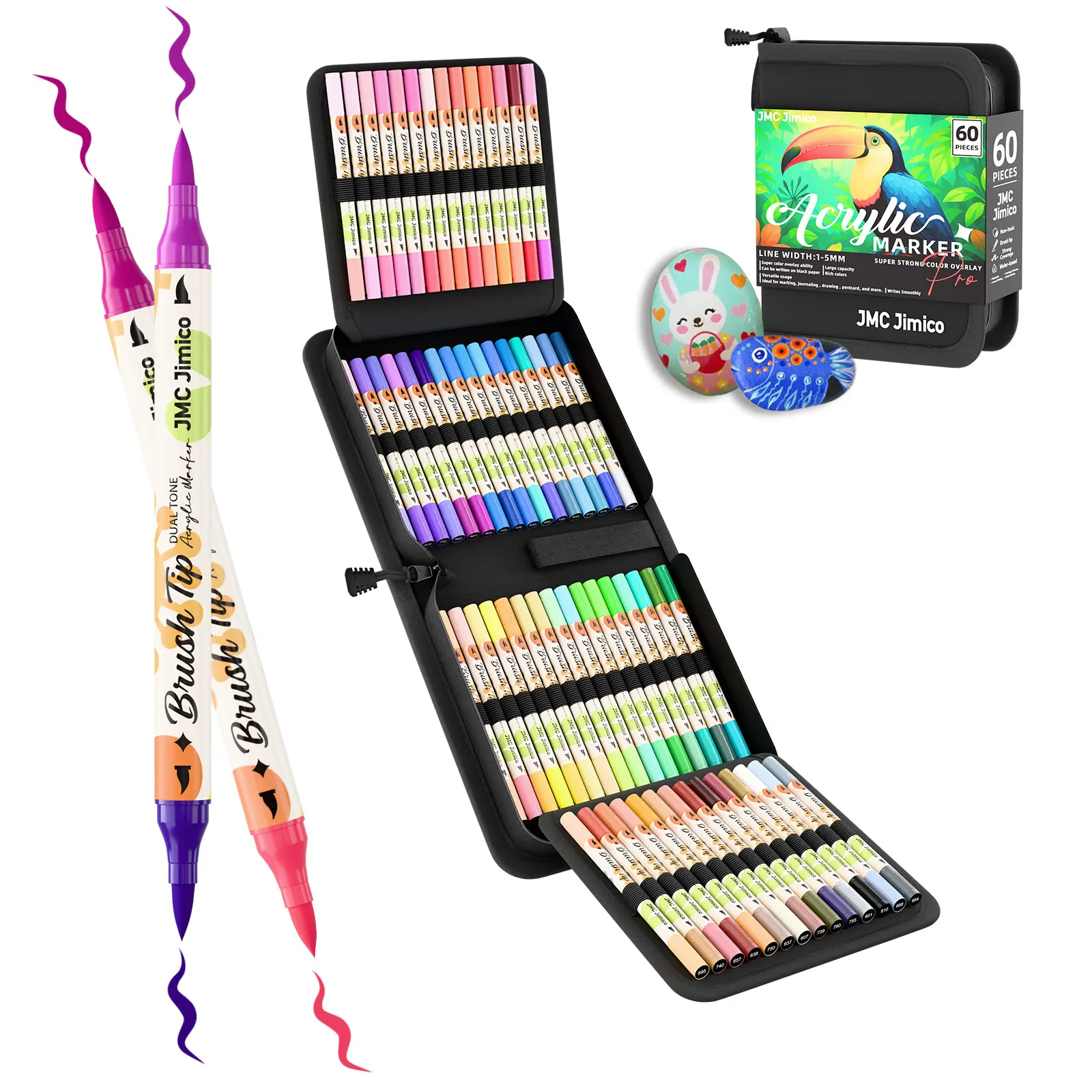 Acrylic Paint Marker Pen Set, 48/60pcs (96/120 cores) Double-ended Acrylic Paint Marker Pen, Art Supplies for Rock Glass Ceramic Wood DIY Craft Painting, Markers for Coloring, Art Supplies, Acrylic Marker #GLOBAL PICKS