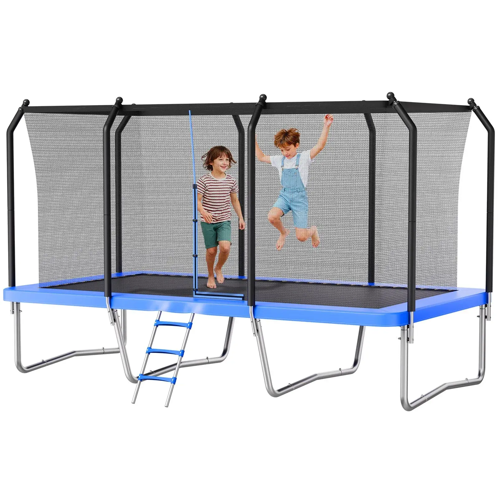 VEVOR Outdoor Trampoline, 8x 14FT Rectangle Trampoline, ASTM Approved Recreational Trampolines with Enclosure Net, Max 265 lbs Weight Capacity, Anti-Rust Rectangular Trampolines for Kids Adults