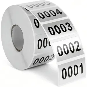 Number Stickers Roll, 0001-2000  Inventory Sticker Labels, 1.6 x 0.8 Inch Self Adhesive Tags Vinyl Consecutive Number Sticker for Storage, Classification, Inventory Count & Asset