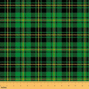 Buffalo Check Upholstery Fabric,Green Black Plaid Grid Fabric,by The Yard,Rustic Geometric Tartan Fabric for Upholstery and Home DIY Projects