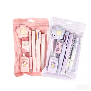 7-Piece Aesthetic School Supplies Stationery Set Gift Package - A5 Notebook, Electric Erasers, Pens, Money Savings Book for Students’ School Opening or Graduation Souvenirs