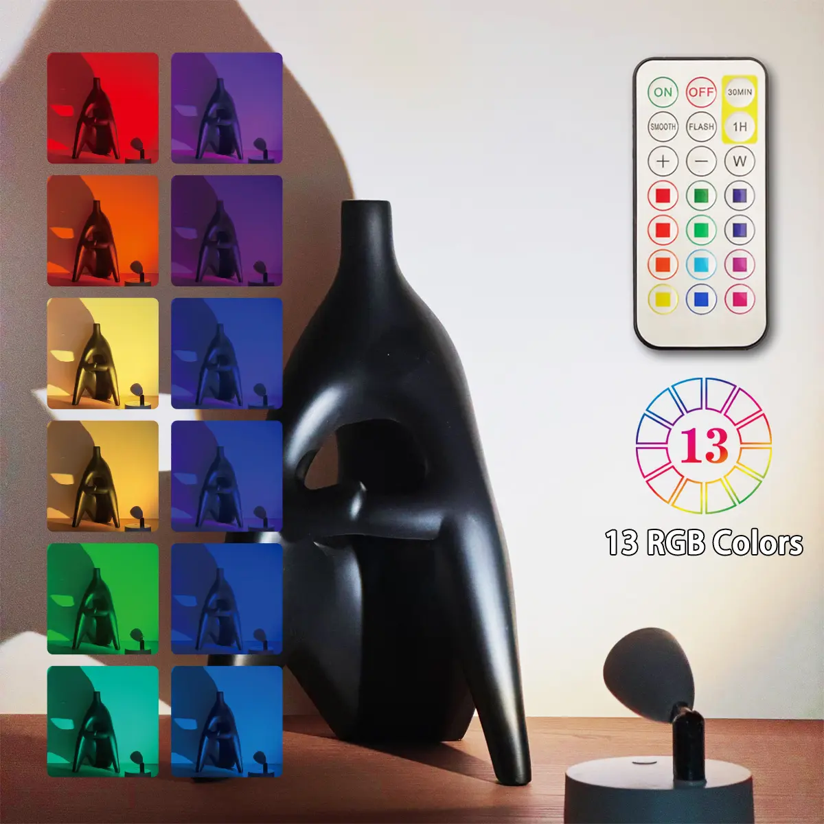 RGB Magnetic Spotlight with Remote Control , Adjustable Angle, Rechargeable Display Light for Cabinets & Wall Decor