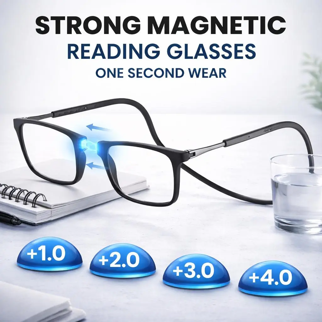 Men's Fashionable Magnetic Neck Reading Glasses, Portable Ultra-Light Anti-Loss Design, Unisex Eyewear for Daily Use, Reading Eyeglasses