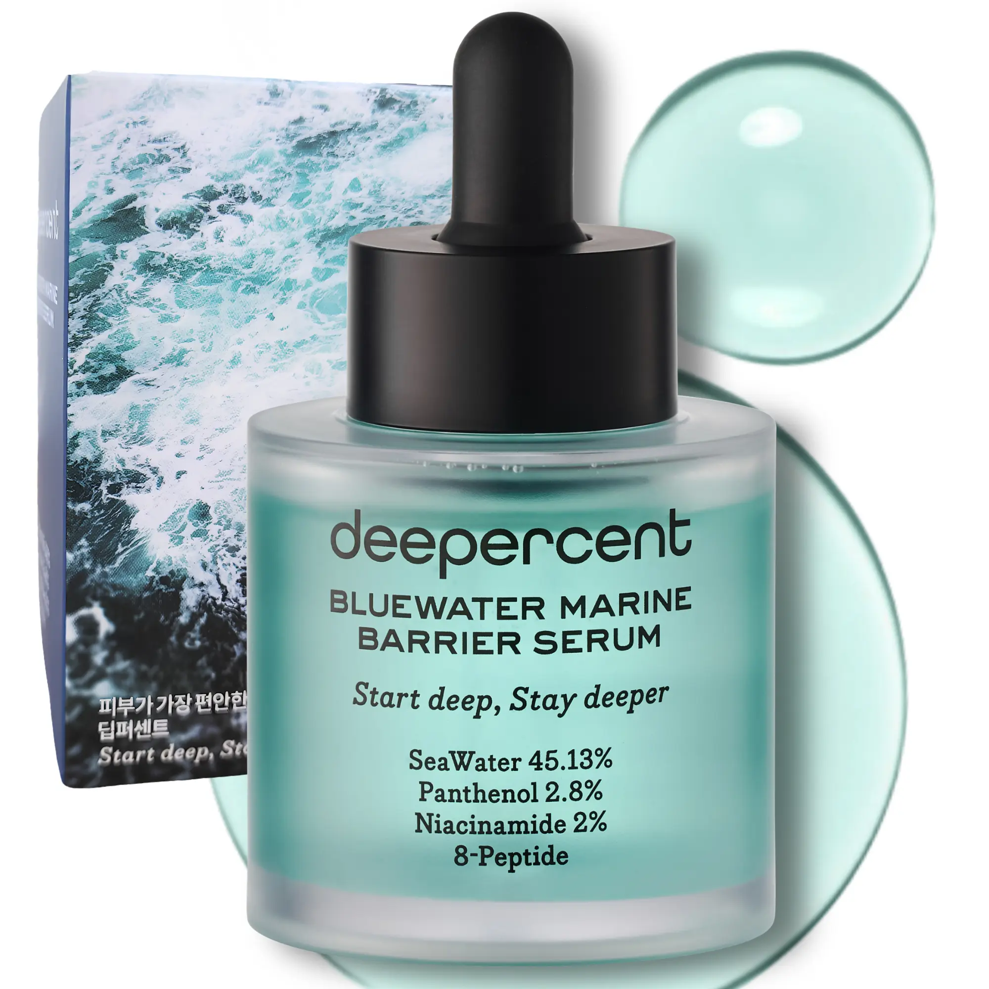 DEEPERCENT Korean Anti-Aging Serum for Dry, Aging Skin, Hydration & Wrinkle Repair with Marine PDRN, 8 Multi-Peptide, Hyaluronic Acid, Niacinamide, Face & Neck, Fragrance-Free, Vegan, 1.69 fl oz