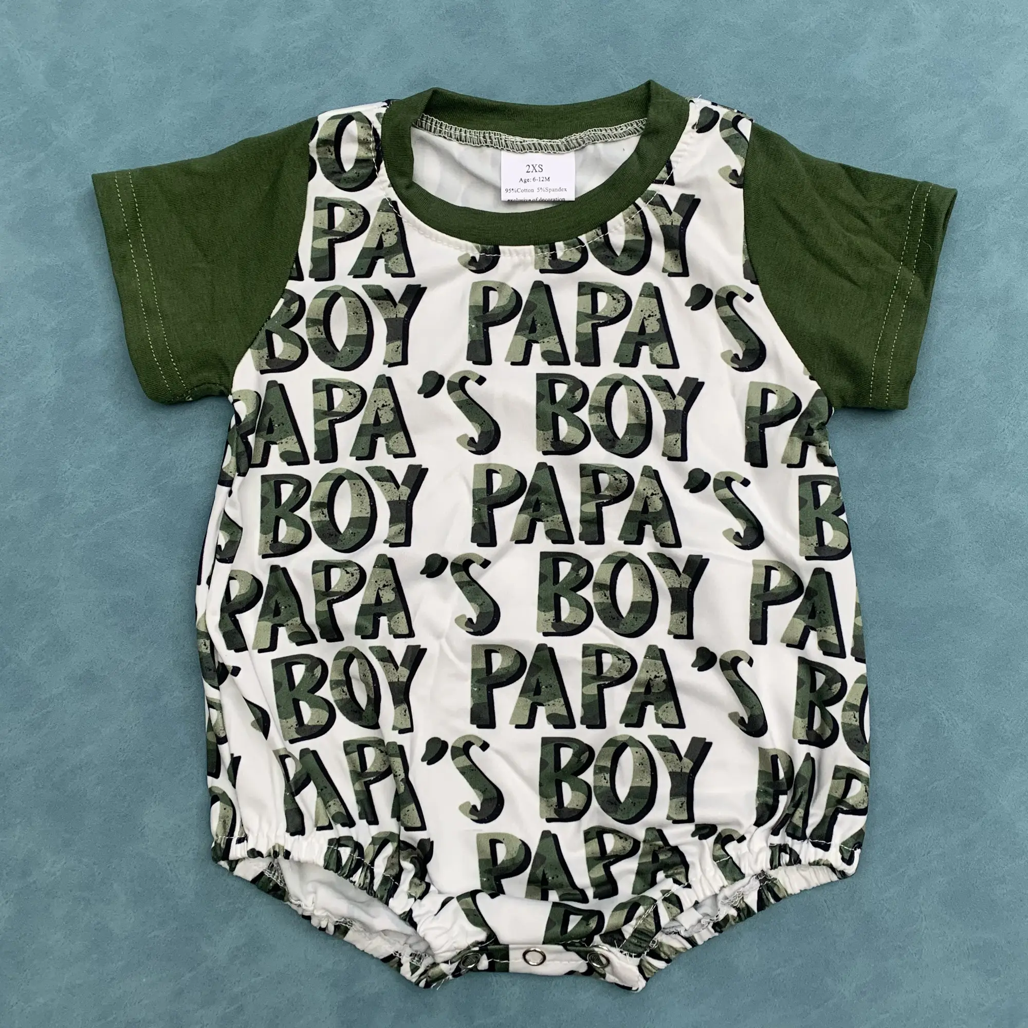 Papa's boy fathers day baby short sleeve romper