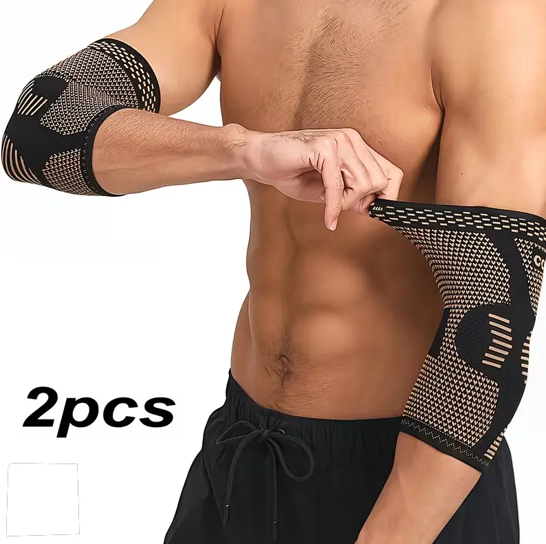 Copper 2 Pack Elbow Brace for Tendonitis, Tennis Elbow Compression Support Sleeve for Golfers Elbow Pain Relief, Arthritis, Bursitis, Workout, Weightlifting