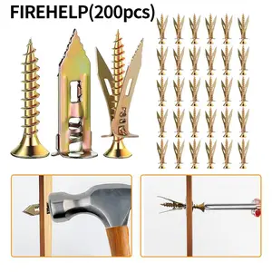 FIREHELP 100PCS/400PCS Self-Drilling Drywall Anchors Kit No Drill Needed Easy Hang for Home & Office Includes 100 Anchors 100 Screws for Quick Install Adjustable Hooks & Bracket