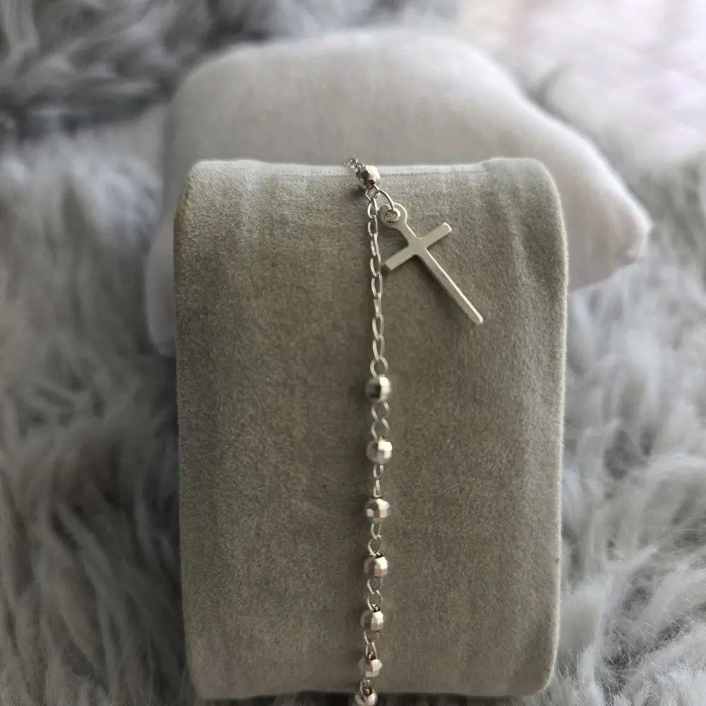 Rosario bracelet of the cross  in silver .925 Mexican                                                         Pulsera Rosario de cruz en Plata .925 Mexicana