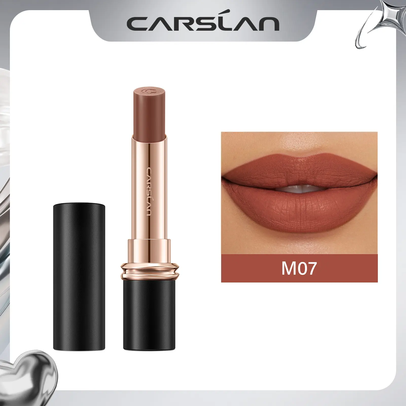 CARSLAN Matte Lipstick, Hydrating Lip Makeup, Highly Pigmented Lipstick with Moisturizing Formula, Lightweight, Smooth, Summer Gift For Women, Girl