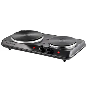 Double Burner 7.25 in. and 6.10 in. Black Hot Plate Double Burner 7.25 in. and 6.10 in. Black Hot Plate
