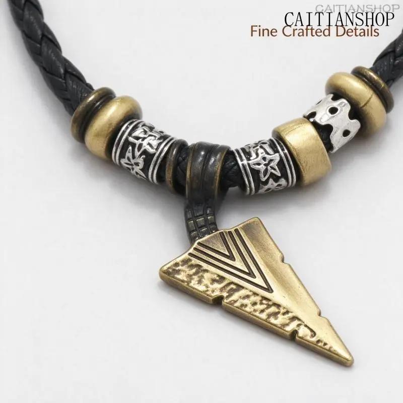 Vintage Braided Wax Cord Sweater Necklace for Men, Unique Beaded Long Chain with Metal Pendant, Retro Bohemian Statement Accessory, Adjustable Handcrafted Neck Jewelry, Stylish Layering Piece for Daily Casual Street Outfits