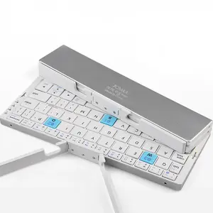 Trending Portable Foldable Bluetooth Keyboard with Stand - Mini Aluminum Wireless Keypad with Rechargeable Battery, Compact Folding Design for Phone