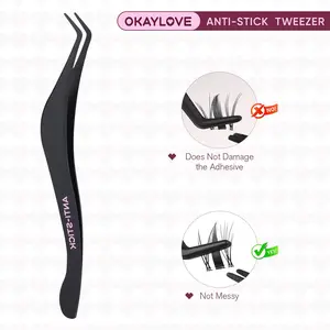 OKAYLOVE ANTI-STICK Tweezer for Self Adhesive Eyelashes No Mess  Lash Applicator  Easy Apply for Lash Clusters