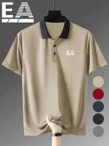 Men's Sporty Fitted Short Sleeve Golf Polo Shirt, Golf Sports Wear, Geometric Pattern, Breathable & Durable Fabric, Quick-Dry Material, Comfortable Fit