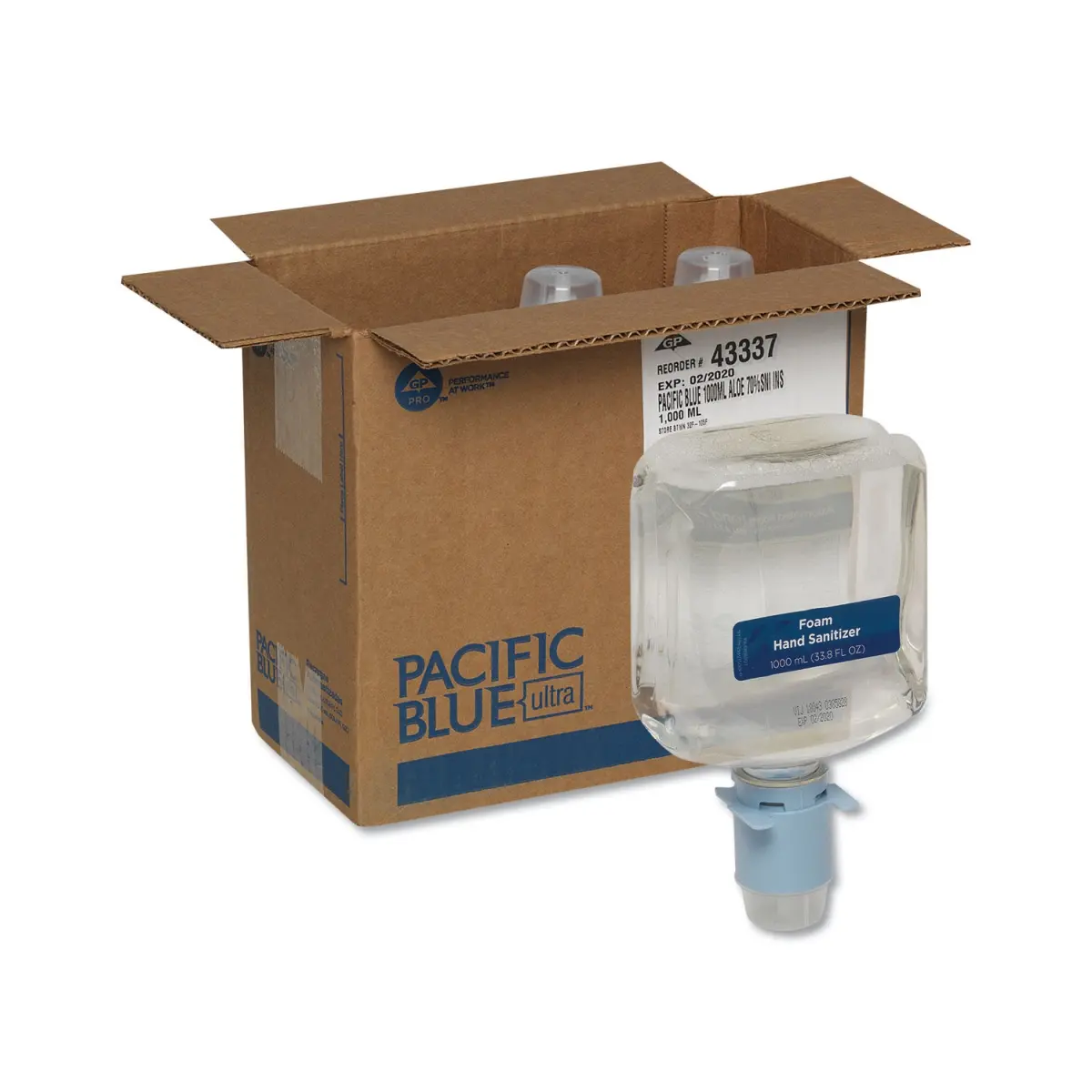 Georgia Pacific Professional GPC43337 Ultra Automated Sanitizer Dispenser Refill Foam Hand Sanitizer, Blue - Pack of 3