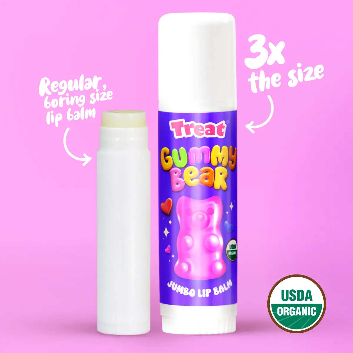 Gummy Bear Jumbo Organic Lip Balm - Coconut, Lemon, Cocoa, Shea & Shea Butter - Skincare, Comfort, 150g