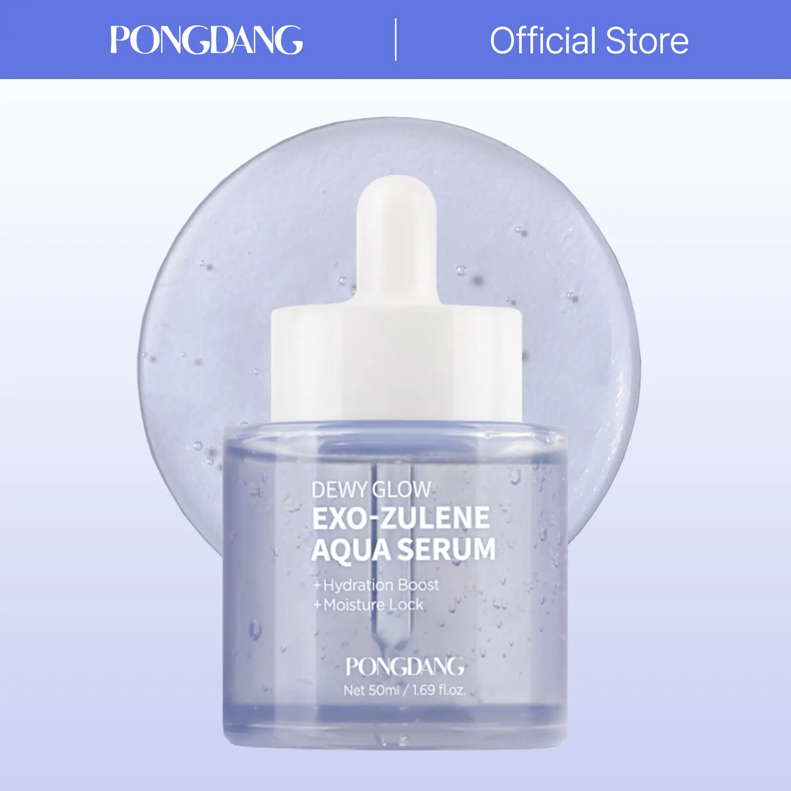 [PONGDANG] Dewy Glow Exo-Zulene Aqua Serum - Lightweight Korean Skincare Serum for Dry Skin, 1.69 fl oz (50ml) Single Item with Deep Moisturizing, Brightening, Soothes Skin & Plumping Benefits