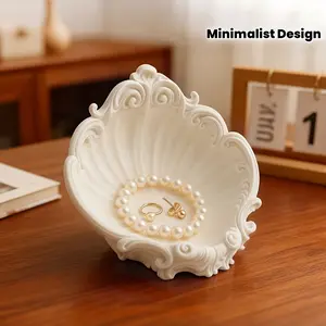 A Seashell Jewelry Tray | Creative Minimalist Design, Artistic Storage Organizer, Key and Accessory Organizer, Jewelry Display Stand, Desktop Decorative Piece, Plastic, Brushed (Non-Food Contact)