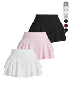 Women's Solid Ruffle Trim Skort, Casual Fashion Short Skirt for Daily Wear, Ladies Bottoms for All Seasons