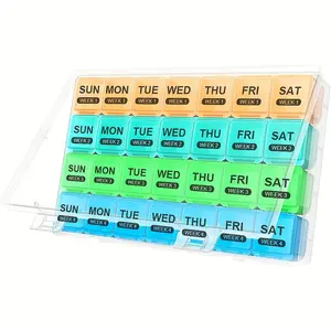 Large Monthly Pill Storage Box, 28-Day Drug Organizer, Weekly Storage, Extra Large Dustproof Compartment, Travel Reminder Container, Vitamin Organizer, Supplement Organizer