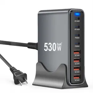 New Us Plug 530w Fast Charger USB C Adapter + 1pc Random Color Cable, High Efficiency Charger Gan Pd3.1 Station for Macbook Pro M4 Max, Travel Home Office Gift