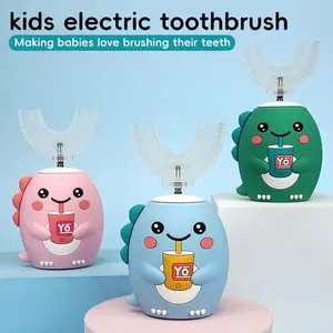 Kids U Shaped Electric Toothbrush  Sonic Toothbrush Kids with 5 Modes, Cartoon Dinosaur 360-Degree Cleaning IPX7 Waterproof Design Blue 2-6 Years Old