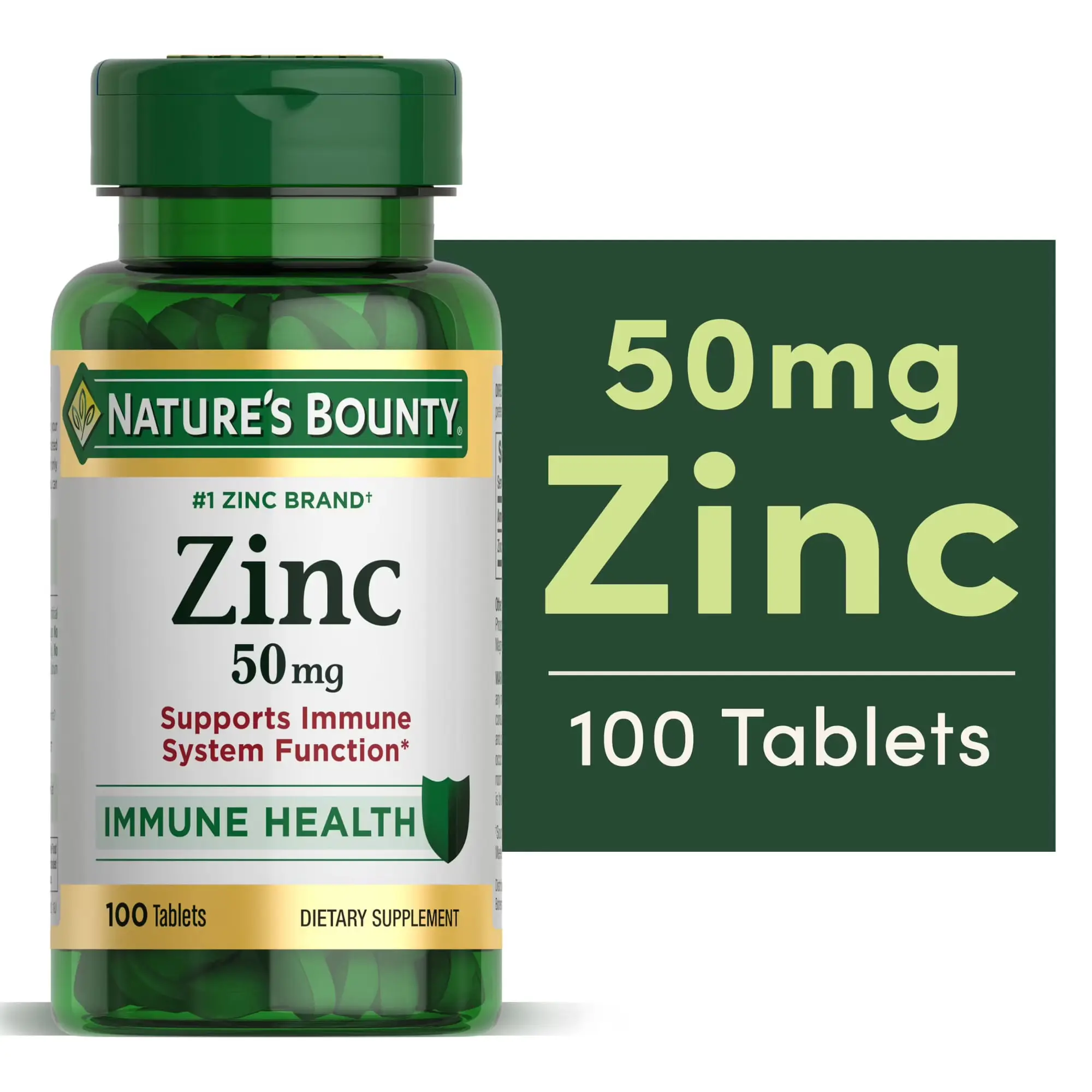 Nature’s Bounty Zinc 50mg | Immune System, Skin, & Antioxidant Health Support | Contributes to DNA Formation | Vegetarian, Non-GMO, Gluten Free | 100 Caplets, 1 Serving Per Day for Daily Health