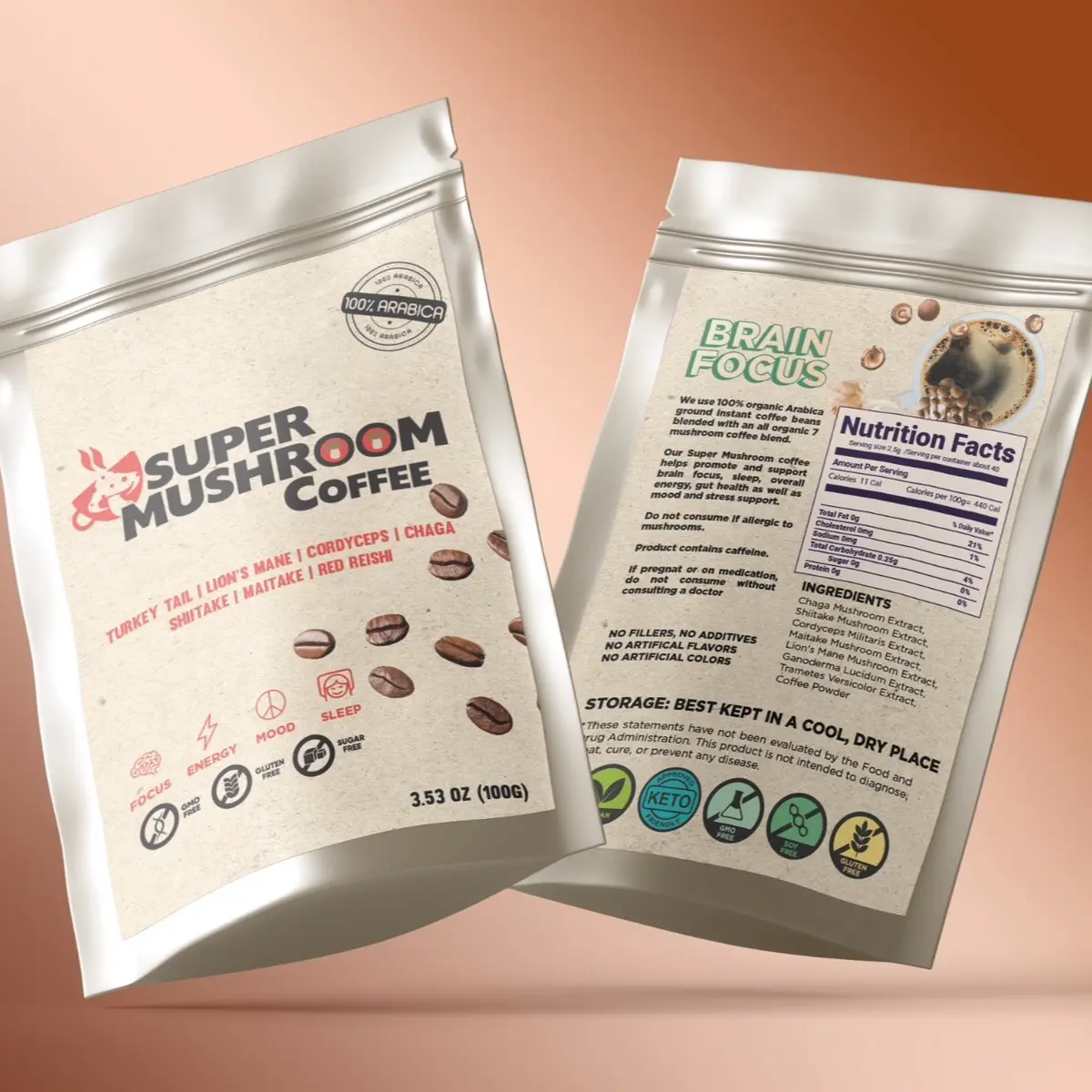 SUPER MUSHROOM COFFEE Organic Beverage Drink