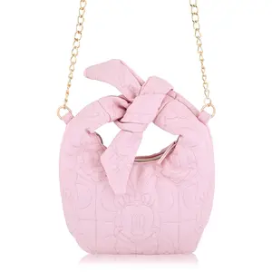 Fast Forward Disney Minnie Mouse Mini Hobo Handbag for Women | Small Quilted PU Shoulder Bag with Detachable Strap & Chain Detail | Minnie Purse, Crossbody Handbag, Lightweight Fashion Tote