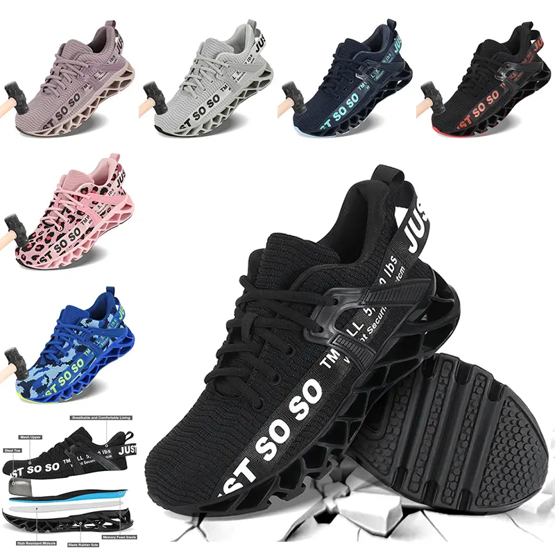 Men's Work & Safety Shoes, Steel Toe Puncture-Proof Slip-Resistant Footwear with Durable Rubber Sole, Adjustable Lace, Slip-On Saves Time Before Work, Comfortable Casual Sneakers