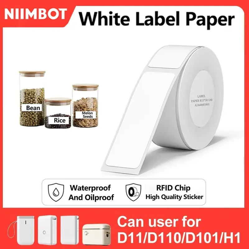 Niimbot D110 Thermal Label Paper 12-15mm Thermal Printing Labels for Home Office Identification, Compatible with D11/d110/d101 Printers