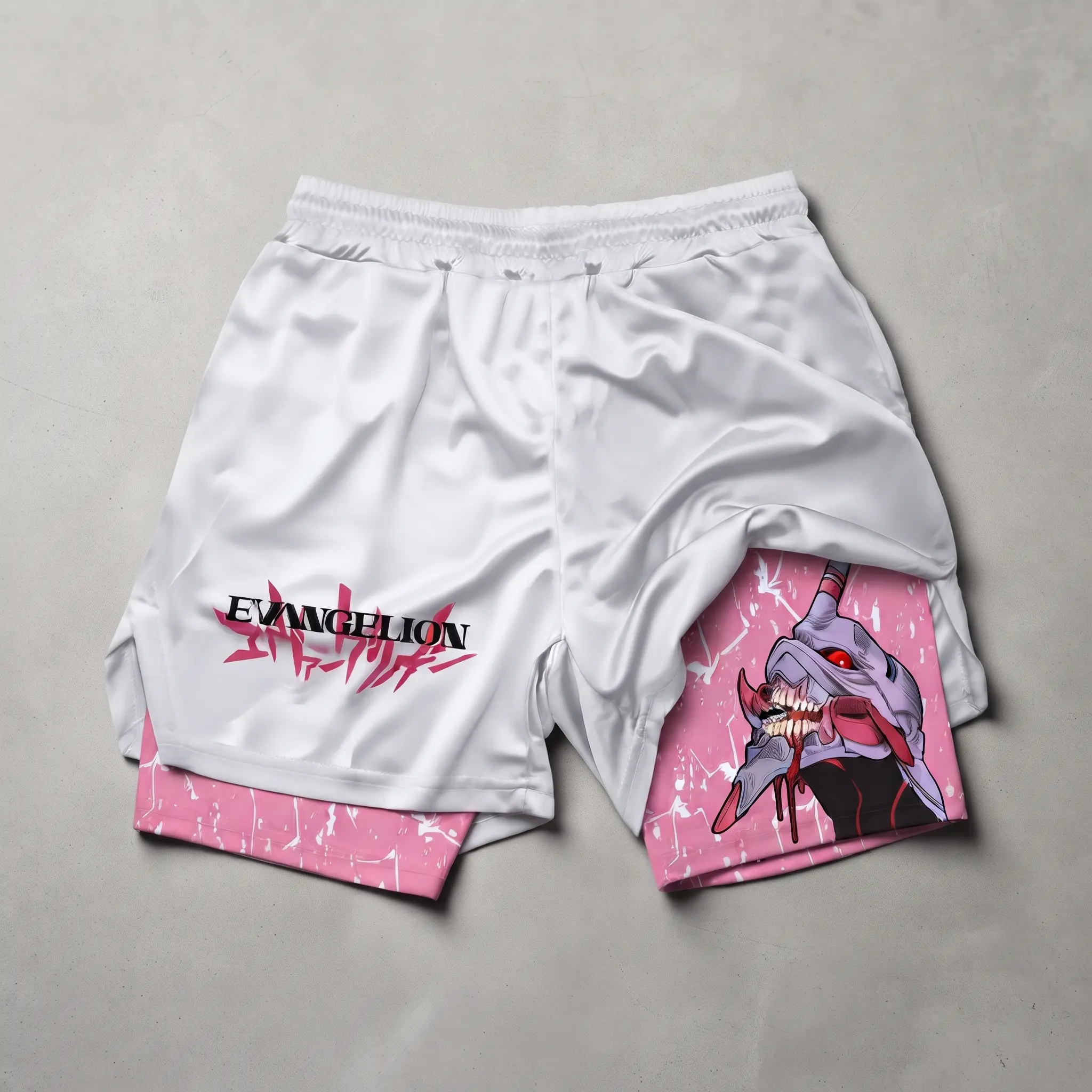Anime Evangelion EVA Shorts, Men Above the Knee,Summer Y2K Style Shorts,Sweat-absorbent Quick-drying And Breathable Outdoor Sports Jogging Pants
