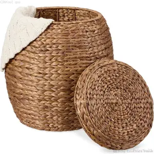 Best Choice Products Vintage Multipurpose Hyacinth Storage Organizer Tote Basket w/ LidPulseTrail5ABLiving Essentials Store8C38tool que