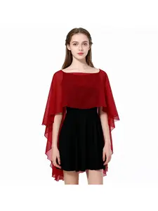 Front short back long chiffon shawl round neck bridal wedding sun protection chiffon shawl