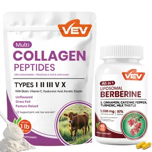 VEV Supplement Bundle: Multi Collagen Peptides Powder+ Berberine Capsules, for Daily Nutrition