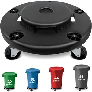 Commercial Trash Can  Cart with Wheels for 20/32/44/55 Gallon Containers, Trash  Wheels with Twist Lock for Restaurants, Kitchen, Office, Outdoor, Black