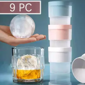 Ice Ball Mold, 9 Counts/set Ice Ball Molds - Set of 3, Round Ice Cube Molds, 2.5-Inch Spherical Ice Cubes for Whiskey, Cocktails, Bourbon Cocktail Ice Cube Mold Kitchen Utensils