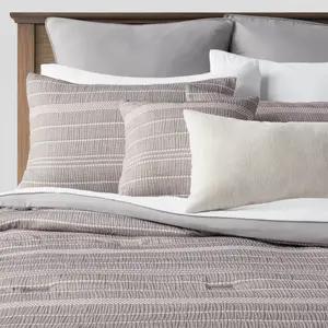 12pc King Cedarbrook Chambray Matelasse Stripe Comforter & Sheet Bedding Set