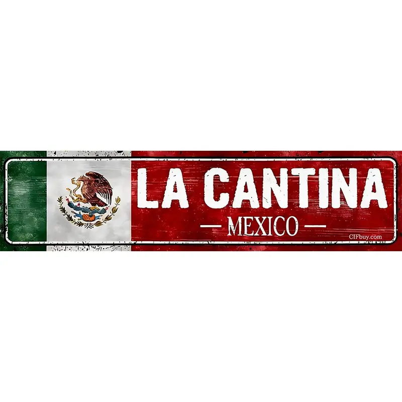 Vintage Mexican Flag Sign, La Cantina Mexico Street Sign, Unique Wall Art Decor for Home, Metal Decorative Wall Sign, Cave Bar Decor, Wall Art Plaque