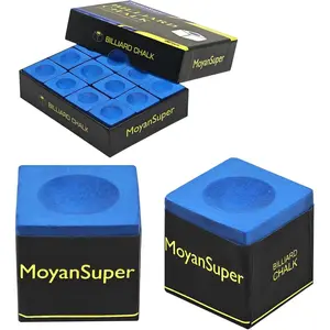 12-Piece Blue Pool Cue Chalk Set with Storage Box, Cube Chalk for Billiards Pool Table Accessories