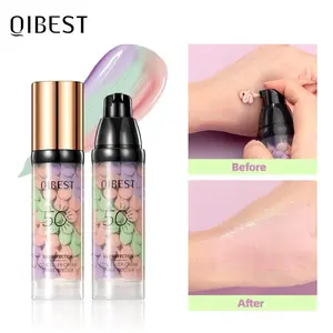 Qibest Triple-Color Protective Primer Spf50, UV Sun Resistant, Moisturizing Hydrating Sunscreen, Oil Control, Three-In-One Color Corrector, Waterproof Sweatproof
