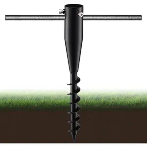 Umbrella Stands for Outside, Heavy Duty Beach Umbrella Sand Anchor Metal Outdoor Umbrella Base In Ground Umbrella Holder Stand No Dig Screw In Ground Anchor