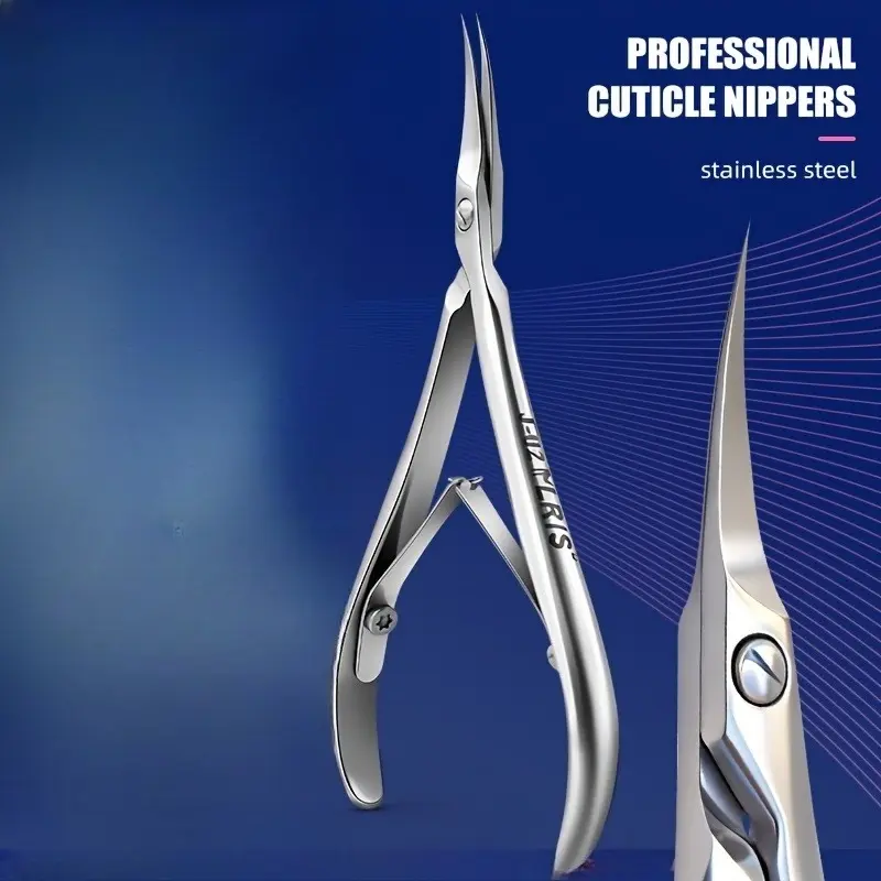 Stainless steel cuticle nippers, Cuticle Clippers for elbow-shaped nails, designed to help you achieve a polished manicure. Professional-grade cuticle care tools for manicures, precisely trimming cuticles, calluses and hangnails around the nails.