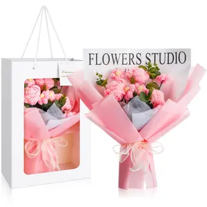 Crochet Flowers Bouquet Knitted Handmade Artificial Rose Daisy Bouquet Cotton Yarn Flowers for Women Valentine's Day Mother's Day Graduation Wedding Anniversary Birthday Gift Room Decor Decoration  Springtok Ornaments