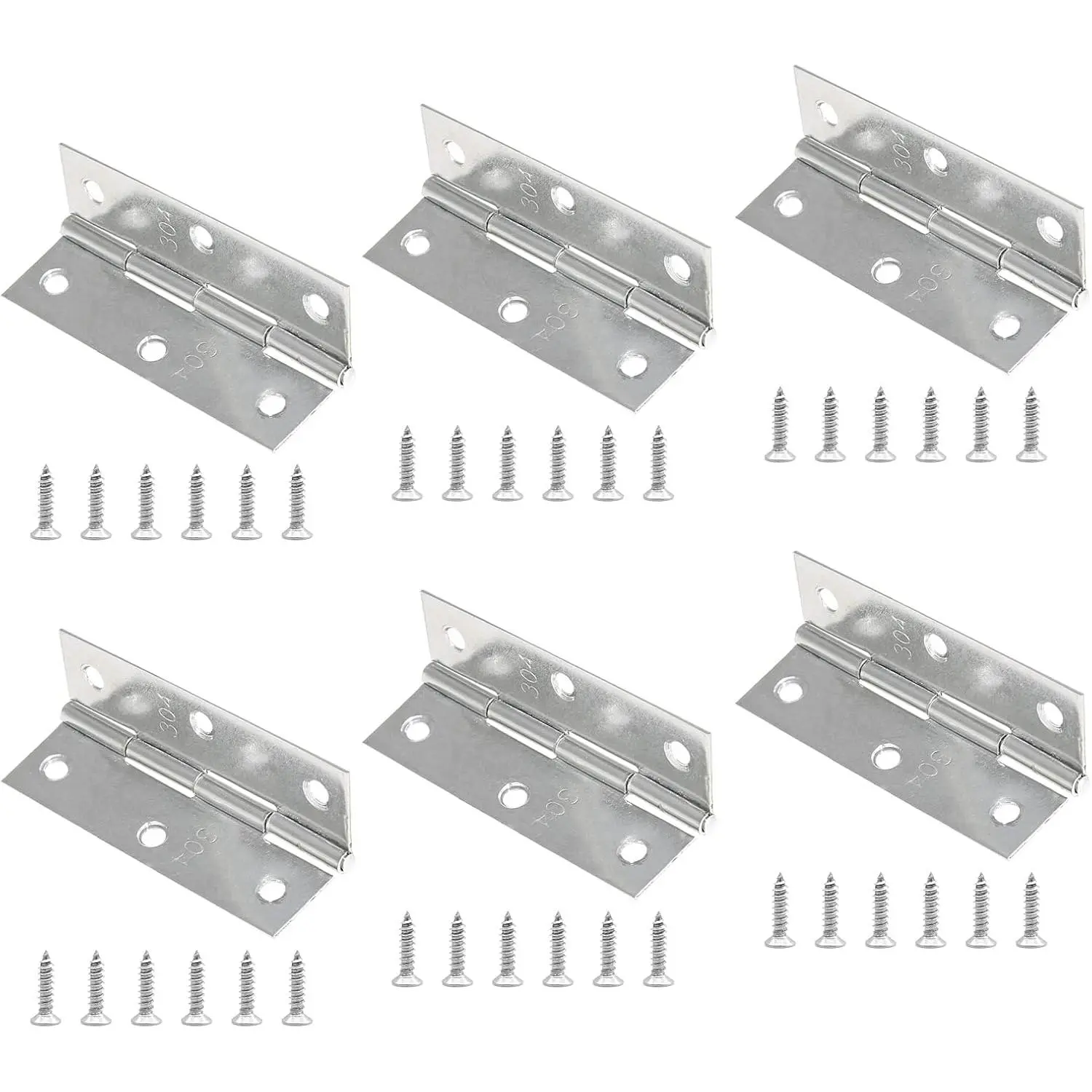 304 Stainless Steel Small Butt Hinges - Door Hardware with Mounting Screws for Cabinets, Drawers, Corrosion-Resistant, Easy to Install, Durable