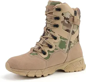 8" Waterproof Men's Military Tactical Work Boots, Hiking Motorcycle Combat Slip/Oil Resistant Boots with YKK Side Zipper Secure Outdoor Durable